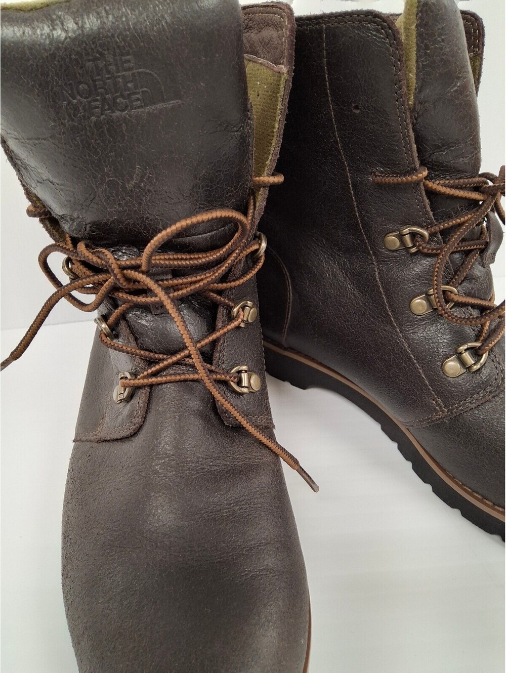 The North Face Women's Brown Leather Lace-Up Boots Size 10